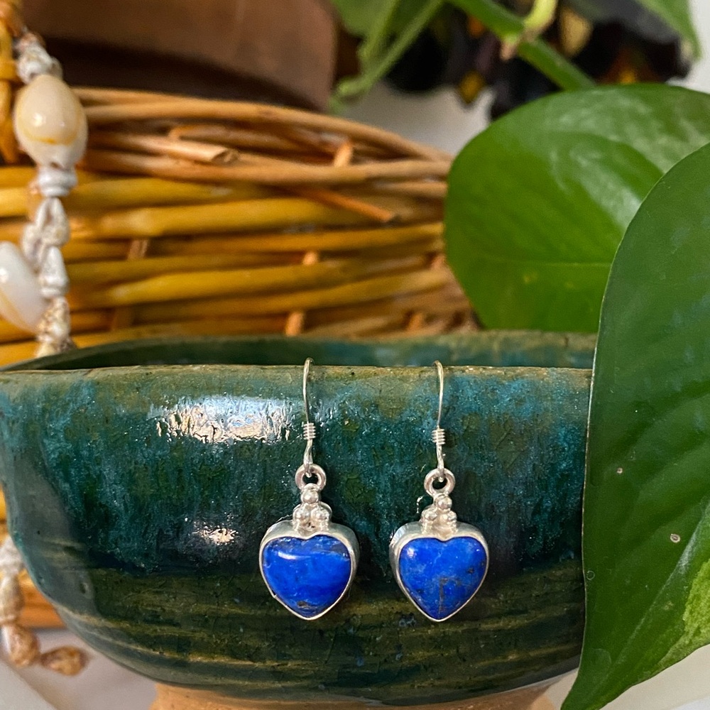 Peggy Sleets Blue Lapis Heart Earrings